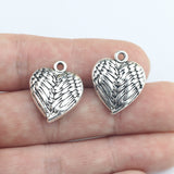 Newest 5Pieces 18*21mm Antique Silver Color Heart Wings Charm Keychain Necklace Pendant Accessory Charms For DIY Jewelry Making