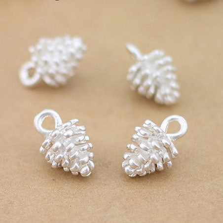 20 Pieces/lot 8mm*14mm Shiny Silver Plated Delicate 3D Pine Cone Charms Pendant For DIY Jewelry Making h1191