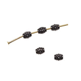 WYSIWYG 100pcs 5x4mm Antique Silver Color Gun Black Color Oval Flower Small Hole Bead Spacer Beads For Jewelry Making
