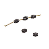 WYSIWYG 100pcs 5x4mm Antique Silver Color Gun Black Color Oval Flower Small Hole Bead Spacer Beads For Jewelry Making