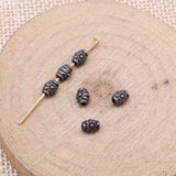 WYSIWYG 100pcs 5x4mm Antique Silver Color Gun Black Color Oval Flower Small Hole Bead Spacer Beads For Jewelry Making