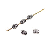 WYSIWYG 100pcs 5x4mm Antique Silver Color Gun Black Color Oval Flower Small Hole Bead Spacer Beads For Jewelry Making