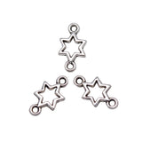 WYSIWYG 100pcs Hollow Star Connector DIY Jewelry Findings Accessories Charms Antique Silver Color 5x10mm