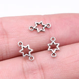 WYSIWYG 100pcs Hollow Star Connector DIY Jewelry Findings Accessories Charms Antique Silver Color 5x10mm