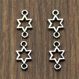 WYSIWYG 100pcs Hollow Star Connector DIY Jewelry Findings Accessories Charms Antique Silver Color 5x10mm