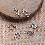 WYSIWYG 100pcs Hollow Star Connector DIY Jewelry Findings Accessories Charms Antique Silver Color 5x10mm