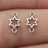 WYSIWYG 100pcs Hollow Star Connector DIY Jewelry Findings Accessories Charms Antique Silver Color 5x10mm