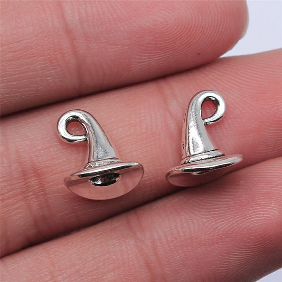 10pcs 10x10mm Antique Silver Color Wizard Hat Charms Witch Hat Charms For Jewelry Making DIY Jewelry Findings H1246