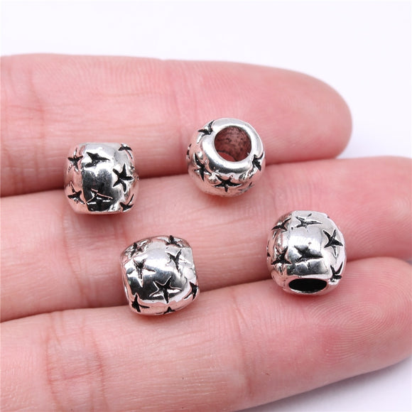WYSIWYG 10pcs 10x10x10mm Big Hole Spacer Beads Charms For Jewelry Making DIY Bracelet Making Antique Silver Color