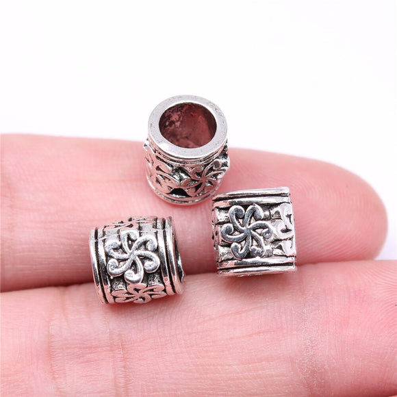 WYSIWYG 10pcs 10x10x10mm Big Hole Spacer Beads For Jewelry Making DIY Bracelet Making Antique Silver Color