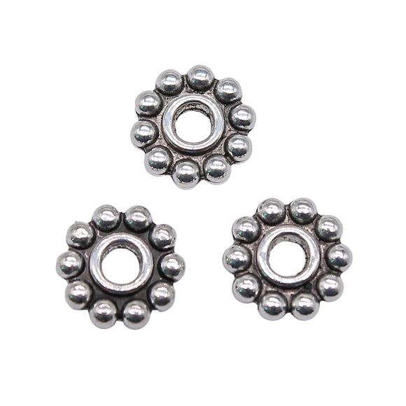 WYSIWYG 10pcs 10x10x2mm Small Hole Flowers Spacer Beads For Jewelry Making DIY Bracelet Making Antique Silver Color