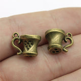 WYSIWYG 10pcs 10x15mm 2 Colors Antique Silver Color Antique Bronze Plated 3D Tea Cup Charms Charms Tap Cup Coffee Cup Charm