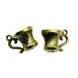 WYSIWYG 10pcs 10x15mm 2 Colors Antique Silver Color Antique Bronze Plated 3D Tea Cup Charms Charms Tap Cup Coffee Cup Charm