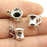 WYSIWYG 10pcs 10x15mm 2 Colors Antique Silver Color Antique Bronze Plated 3D Tea Cup Charms Charms Tap Cup Coffee Cup Charm