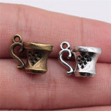 WYSIWYG 10pcs 10x15mm 2 Colors Antique Silver Color Antique Bronze Plated 3D Tea Cup Charms Charms Tap Cup Coffee Cup Charm
