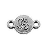 WYSIWYG 10pcs 10x17mm Om Round Connector Charms For Jewelry Making Antique Silver Color Jewelry Accessories