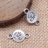 WYSIWYG 10pcs 10x17mm Om Round Connector Charms For Jewelry Making Antique Silver Color Jewelry Accessories