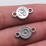 WYSIWYG 10pcs 10x17mm Om Round Connector Charms For Jewelry Making Antique Silver Color Jewelry Accessories