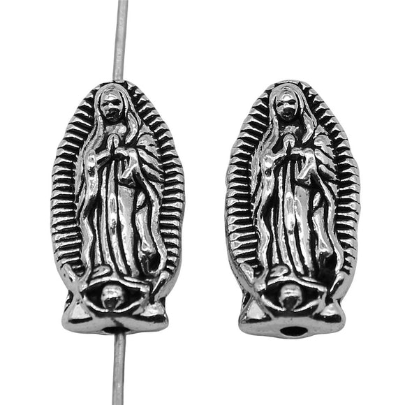 WYSIWYG 10pcs 10x19mm Double Sided Virgin Mary Beads For Jewelry Making DIY Bracelet Making Antique Silver Color