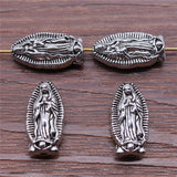 WYSIWYG 10pcs 10x19mm Double Sided Virgin Mary Beads For Jewelry Making DIY Bracelet Making Antique Silver Color