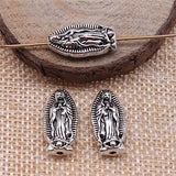 WYSIWYG 10pcs 10x19mm Double Sided Virgin Mary Beads For Jewelry Making DIY Bracelet Making Antique Silver Color