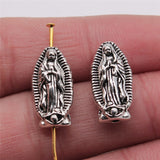 WYSIWYG 10pcs 10x19mm Double Sided Virgin Mary Beads For Jewelry Making DIY Bracelet Making Antique Silver Color