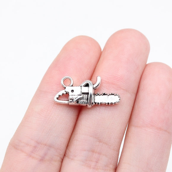 10pcs 10x20mm Antique Silver Color Chainsaw Charms For Jewelry Making ef4384