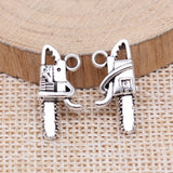 10pcs 10x20mm Antique Silver Color Chainsaw Charms For Jewelry Making ef4384