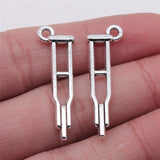WYSIWYG 10pcs 10x32mm Crutch Pendant Charms Antique Silver Color For Jewelry Making Zinc Alloy Jewelry Findings