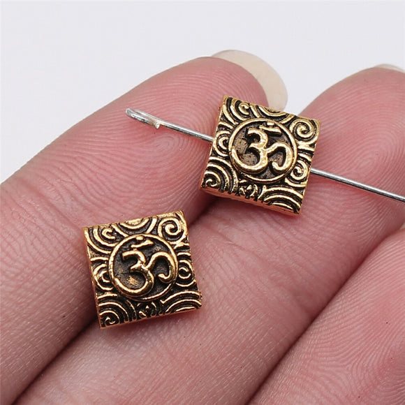 WYSIWYG 10pcs 10x5mm Antique Gold Color Om Small Hole Beads For Jewelry Making DIY Jewelry Findings