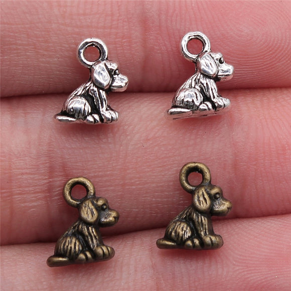 WYSIWYG 10pcs 10x7mm Sitting Dog Charm Cute Small Dog Charms DIY Sitting Dog Small Charms For Jewlery Making