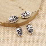 WYSIWYG 10pcs 10x7x6mm Double-Sided Skull Small Hole Beads Spacers Beads Antique Silver Color For DIY Bracelet Making
