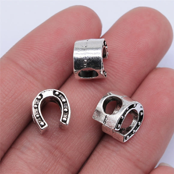 WYSIWYG 10pcs 10x9mm Antique Silver Color Horseshoe Big Hole Beads For Jewelry Making DIY Jewelry Findings