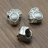 WYSIWYG 10pcs 10x9x6mm Dog Paw European Big Hole Beads For Jewelry Making DIY Bracelet Making Antique Silver Color