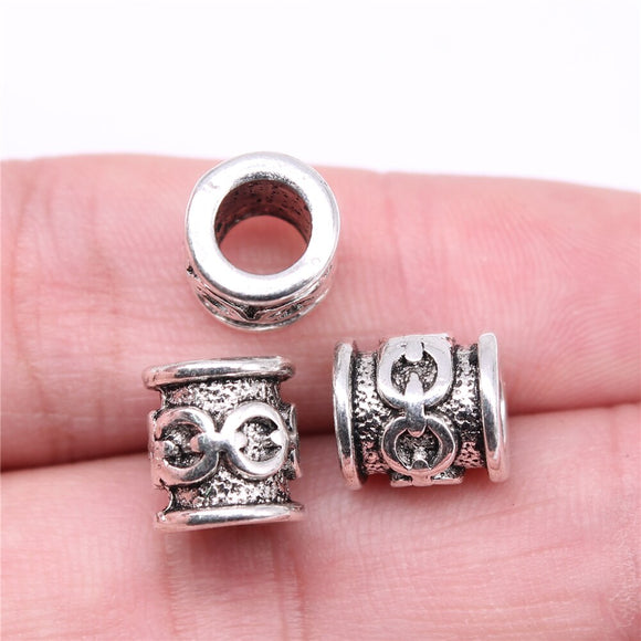 WYSIWYG 10pcs 10x9x9mm Big Hole Spacer Beads Charms For Jewelry Making DIY Bracelet Making Antique Silver Color