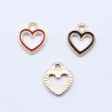 WYSIWYG 10pcs 11.8x10.3mm 3 Colors Enamel Openwork Small Heart Charms Pendant For DIY Jewelry Making Handmade Jewelry Findings