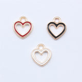 WYSIWYG 10pcs 11.8x10.3mm 3 Colors Enamel Openwork Small Heart Charms Pendant For DIY Jewelry Making Handmade Jewelry Findings