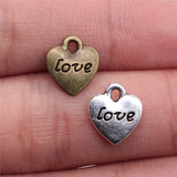 WYSIWYG 10pcs 11x10mm Antique Bronze Double Sided Love Heart Charms Tiny Heart Love Charms Love Heart Charms