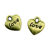 WYSIWYG 10pcs 11x10mm Antique Bronze Double Sided Love Heart Charms Tiny Heart Love Charms Love Heart Charms