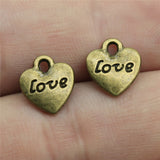 WYSIWYG 10pcs 11x10mm Antique Bronze Double Sided Love Heart Charms Tiny Heart Love Charms Love Heart Charms