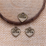 WYSIWYG 10pcs 11x10mm Antique Bronze Double Sided Love Heart Charms Tiny Heart Love Charms Love Heart Charms