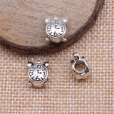 WYSIWYG 10pcs 11x10x7mm Alarm Clock Big Hole Beads For Jewelry Making DIY Bracelet Making Antique Silver Color