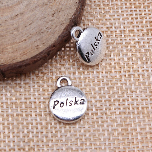 WYSIWYG 10pcs 11x14mm Polska Pendant Charms Antique Silver Color For Jewelry Making Zinc Alloy Jewelry Findings