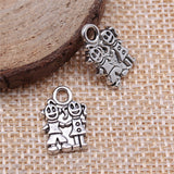 WYSIWYG 10pcs 11x16mm Boy And Girl Pendant Charms Antique Silver Color For Jewelry Making Zinc Alloy Jewelry Findings