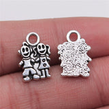 WYSIWYG 10pcs 11x16mm Boy And Girl Pendant Charms Antique Silver Color For Jewelry Making Zinc Alloy Jewelry Findings
