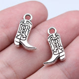 10pcs 11x18mm Antique Silver Color Double Sided Cowboy Boots Charms Pendant For DIY Jewelry Making EF3768
