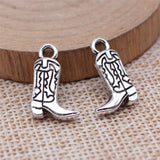 10pcs 11x18mm Antique Silver Color Double Sided Cowboy Boots Charms Pendant For DIY Jewelry Making EF3768