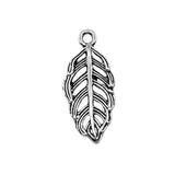 WYSIWYG 10pcs 11x25mm Feather Pendant Charms Antique Silver Color For Jewelry Making Zinc Alloy Jewelry Findings