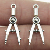 WYSIWYG 10pcs 11x28mm Architect Compass Charms Antique Silver Color For Jewelry Making Charms Pendant DIY Jewelry Findings