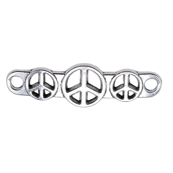 WYSIWYG 10pcs 11x39mm Jewelry DIY Handmade Craft Charms Antique Silver Color Peace Sign Connector